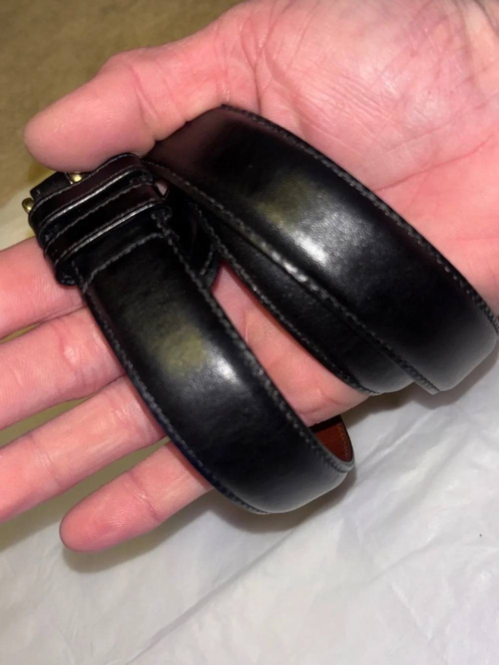 Vintage Coach Black Leather Men’s Belt Strap Size 32 Brass Buckle